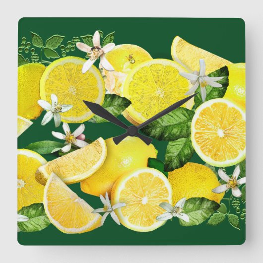 Acid Lemons uit Calabrië Vierkante Klok (Voorkant)