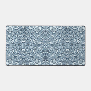 Acier Bleu symétrique Embossé Design floral