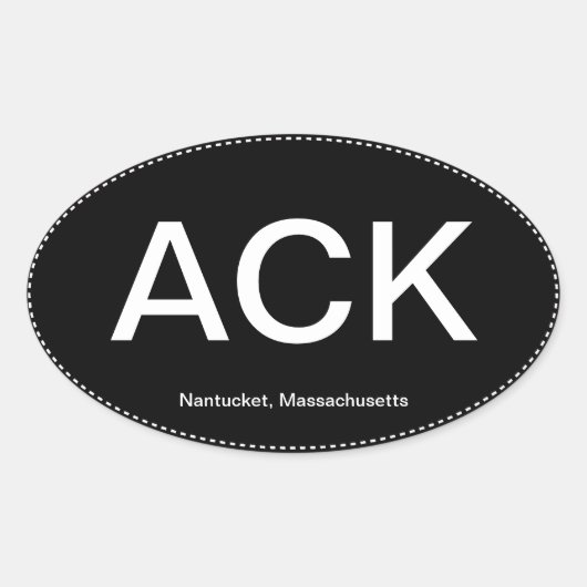 ACK Nantucket Ovale Bumpersticker Ovale Sticker (Voorkant)