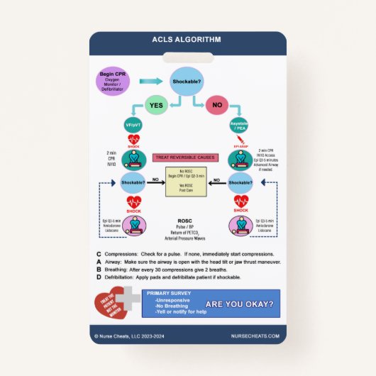 ACLS-algoritme van Nurse Cheats® Badge (Voorkant)