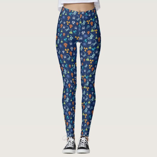 ACMT Poison coloré Motif Leggings bleu foncé (Devant)