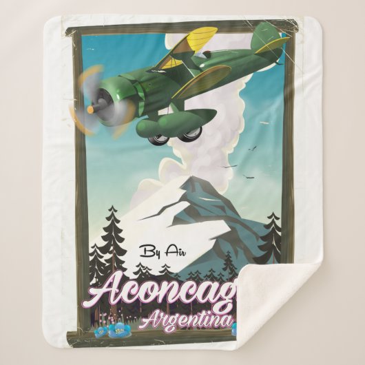 Aconcagua Argentinië reisposter Sherpa Deken (Voorkant)