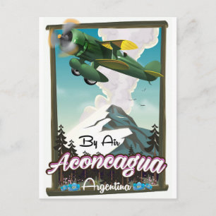 Aconcagua -Argentinië vintage vluchtposterprint. Briefkaart