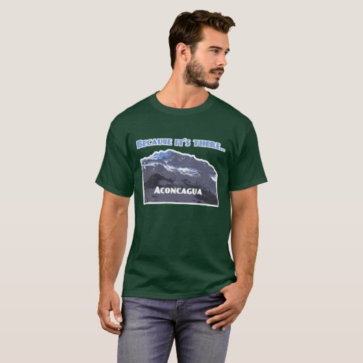 Aconcagua Mountain, omdat het daar is T-shirt (Voorkant volledig)