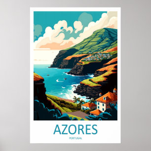 Açores Affiche de voyage au Portugal Vintage Ski N