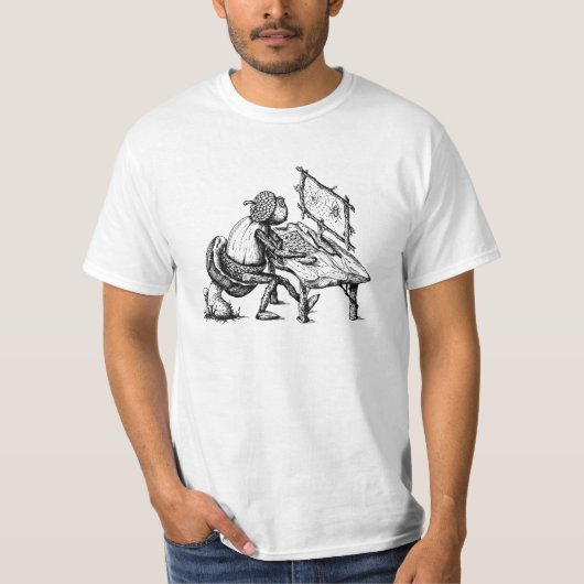 Acorn elf die op computer T-Shirt speelt (Voorkant)