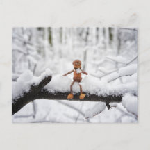 Acorn elf eet sneeuw - winterbriefkaart