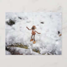 Acorn elf eet sneeuw - winterbriefkaart