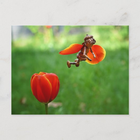 Acorn elf girl als tulp flairy spring briefkaart (Voorkant)