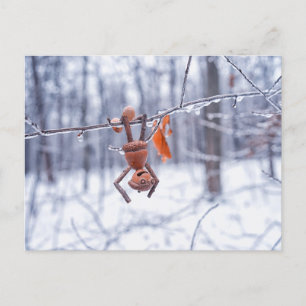 Acorn elf in ijzige winter - winter briefkaart