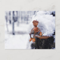 Acorn elf met een kopje koffie - winterse briefkaa