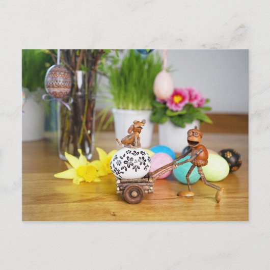 Acorn elf met paaseieren Pasen Briefkaart (Voorkant)