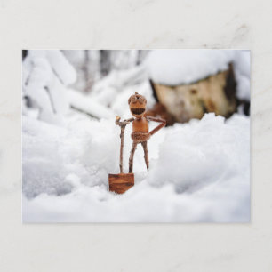Acorn elf op een sneeuw - winterbriefkaart briefkaart