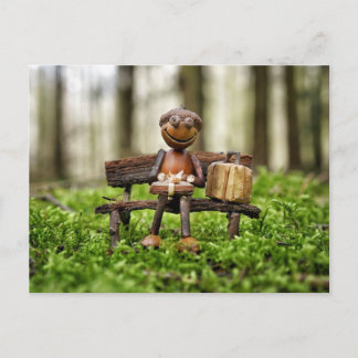Acorn elf resting in the forest - birthday card  briefkaart
