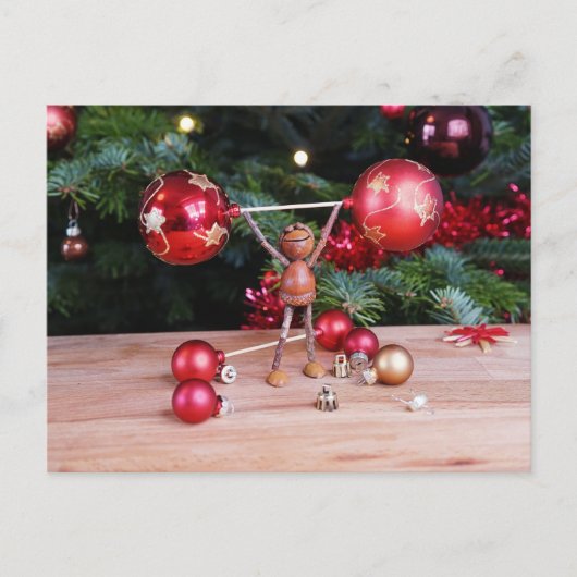 Acorn elf spelen met kerstversiering briefkaart (Voorkant)