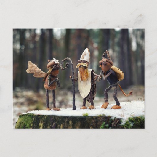 Acorn elves als engel, duivel en Sint-Nicolaas Briefkaart (Voorkant)