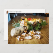 Acorn elves eating Christmas gingerbreads  Briefkaart (Voorkant / Achterkant)