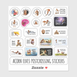Acorn elves grappige stickers voor postcrossing