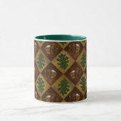 Acorn Oak leaf Checkerboard Mok (Midden)