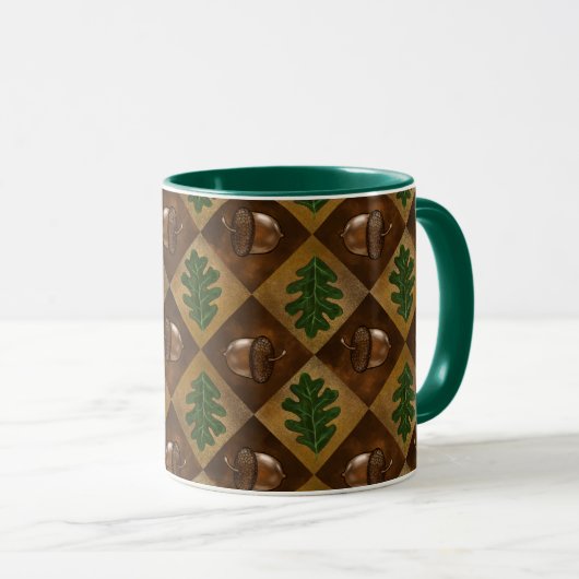 Acorn Oak leaf Checkerboard Mok (Voorkant rechts)