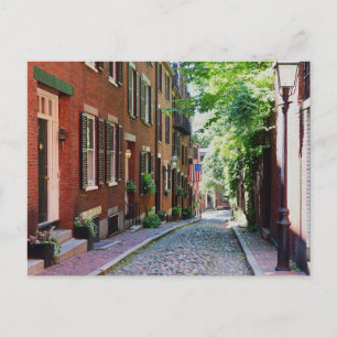 Acorn Street Boston Massachusetts Ansichtkaart Feestdagenkaart