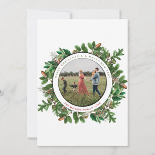 Acorn Wreate Family Kaart met kerstmis foto's