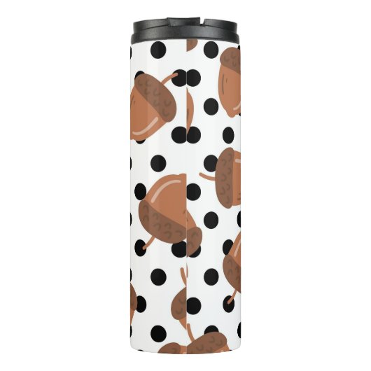 Acorn Zwart Stippen Herfst Y2K Patroon Thermosbeker (Achterkant)