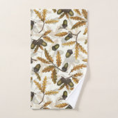 Acornes et feuilles de chêne sur blanc (Serviette à main)