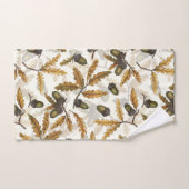 Acornes et feuilles de chêne sur blanc (Serviette à main)