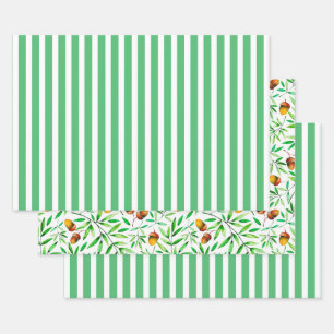 Acorns en Stripes Inpakpapier Vel