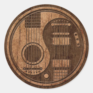 Acoustic Electric Guitars Yin Yang Wood Effect Ronde Sticker