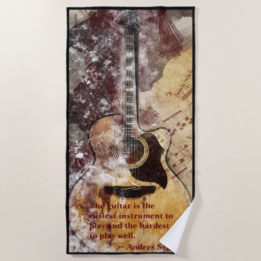 Acoustic Guitar Beach Towel Strandlaken (Voorkant)