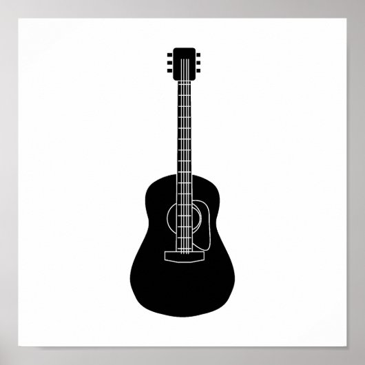 Acoustic Guitar Black Poster (Voorkant)