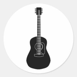 Acoustic Guitar Black Ronde Sticker