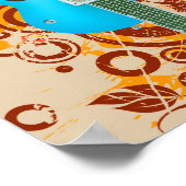 Acoustic Guitar Floral Grunge  Poster (Hoek)