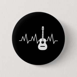 Acoustic Guitar Heart Beat Ronde Button 5,7 Cm
