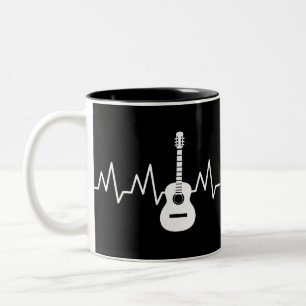 Acoustic Guitar Heart Beat Tweekleurige Koffiemok