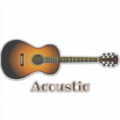 Acoustic Guitar Instrument Design Contour Sticker (Voorkant)