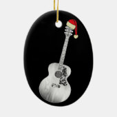 Acoustic Guitar-kerst zwart-wit Keramisch Ornament (Achterkant)