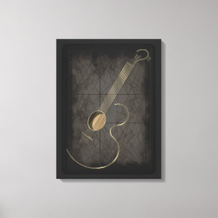 Acoustic Guitar Logo Canvas Wall Art Afdruk