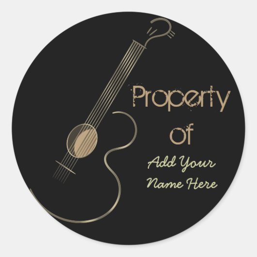 Acoustic Guitar Logo Personalised Stickers (Voorkant)