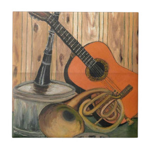 Acoustic Guitar Music-themed Art Painting Tegeltje