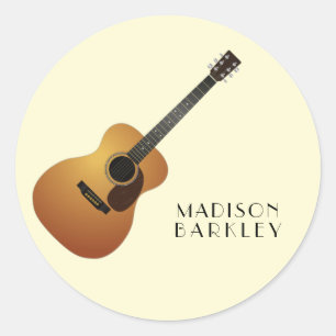 Acoustic Guitar Musician Music Teacher Ronde Sticker