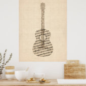 Acoustic Guitar Old Sheet Music Poster (Keuken)