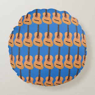 Acoustic Guitar Pattern Rond Kussen