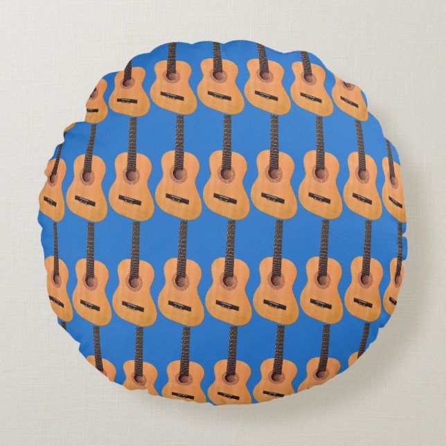Acoustic Guitar Pattern Rond Kussen (Voorkant)