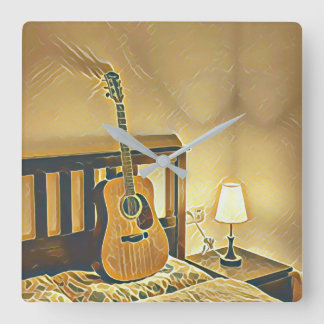 Acoustic guitar player gift vierkante klok