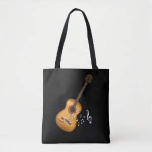 Acoustic Guitar Player Musical Notes Art Musicus Draagtas