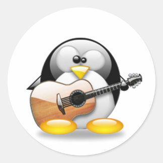 Acoustic Guitar Tux (Linux Tux) Ronde Sticker