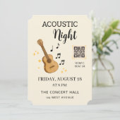 Acoustic Music Event Ticket Pass with QR Code Kaart (Staand voorkant)